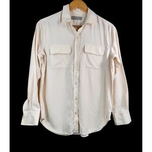 Everlane Must Have button Shirt cream 100% silk classic preppy minimalist sz 0